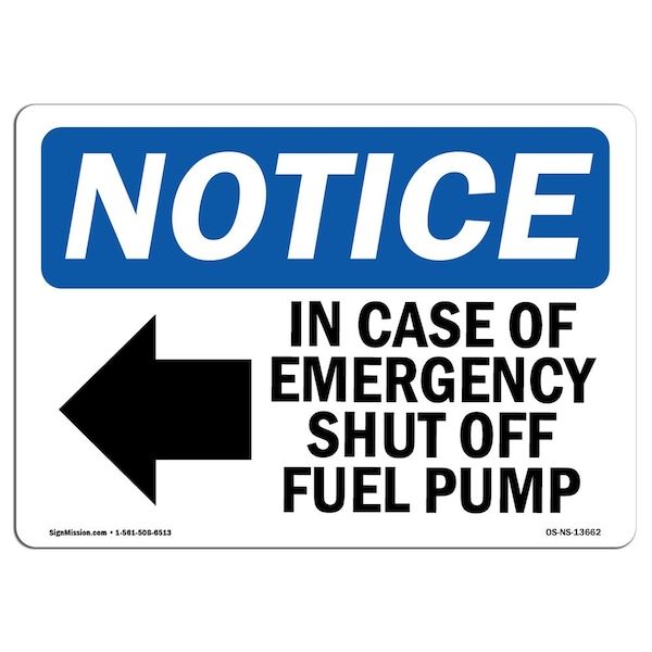 Sign, 3.5" H, In Case Of Emergency Shut Off Sign, Landscape, NS-D-35-L-13662-10PK
